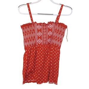 No Boundaries Size Large L Red Cropped Stretchy Tank Frill Top